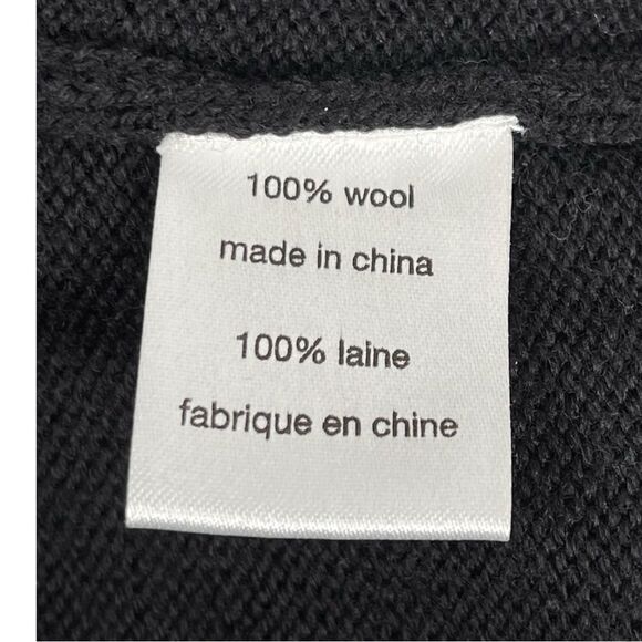 Adam Lippes Adam Plus Eve Black Wool Hooded V-Neck Sweater Size Medium - Picture 5 of 8